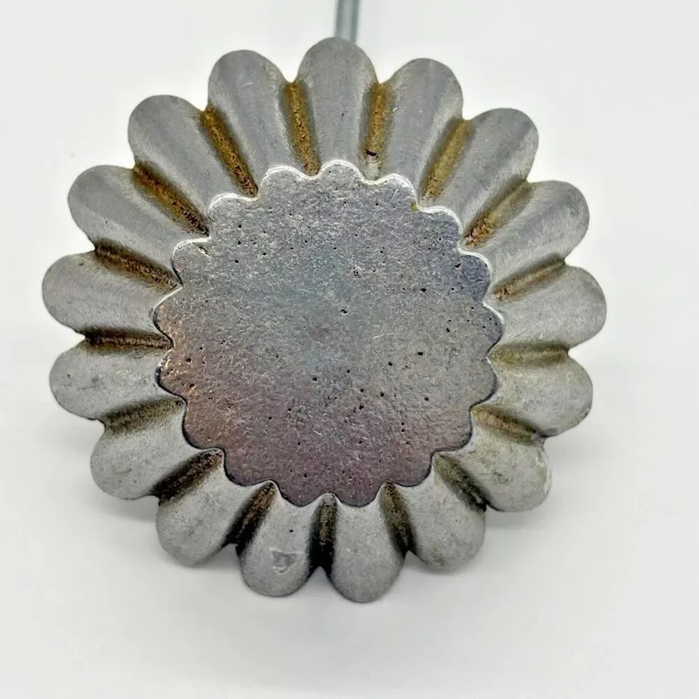 Vintage Rosette Timbale Iron Cast Aluminum Pastry Mold Black Wood Handle 10